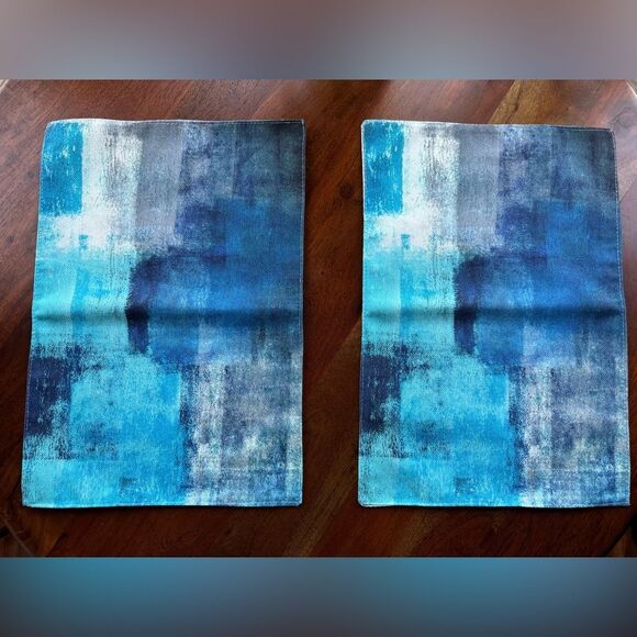 New! Never used! Gorgeous turquoise & gray placemat set! - Picture 3 of 8